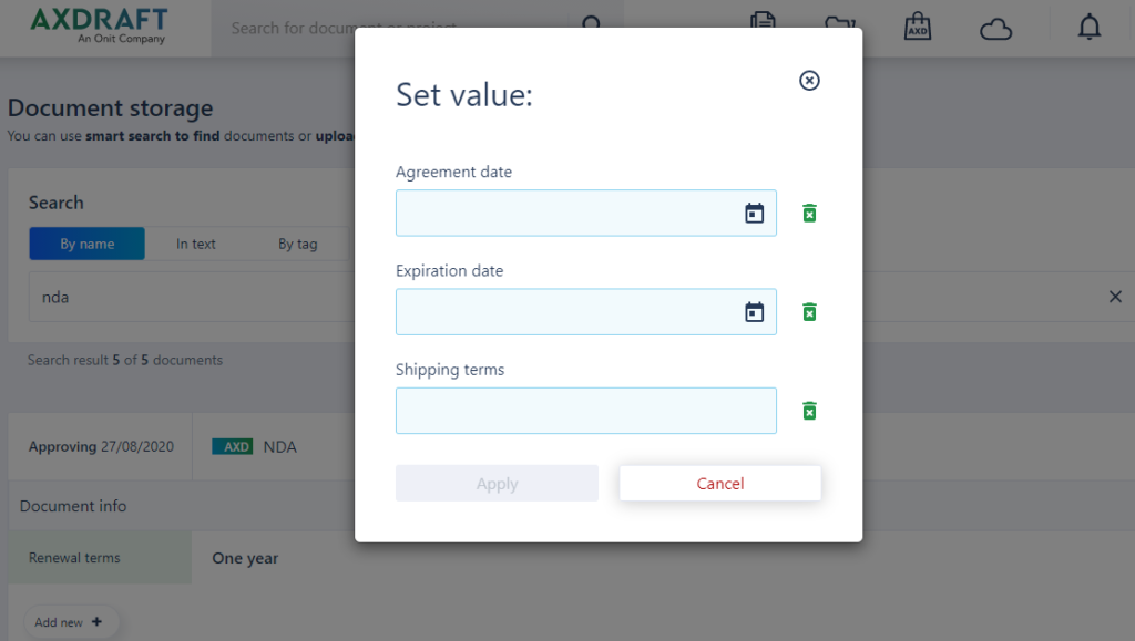 Enter the values in AXDRAFT