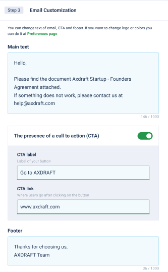 AXDRAFT QuickDocs email customization